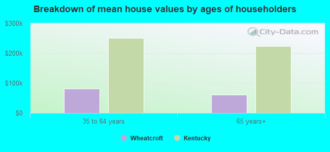 Breakdown of mean house values by ages of householders