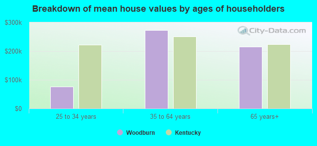 Breakdown of mean house values by ages of householders