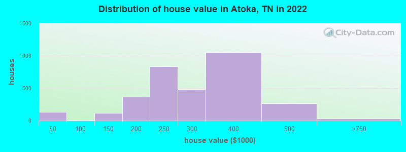 Distribution of house value in Atoka, TN in 2022