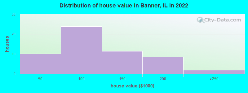 Distribution of house value in Banner, IL in 2022