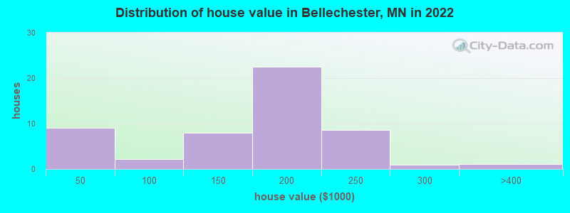 Distribution of house value in Bellechester, MN in 2022