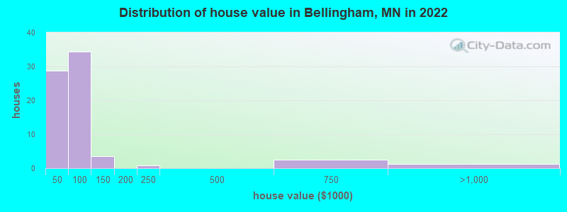 Distribution of house value in Bellingham, MN in 2022