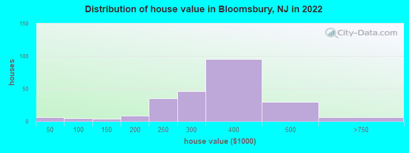 Distribution of house value in Bloomsbury, NJ in 2022