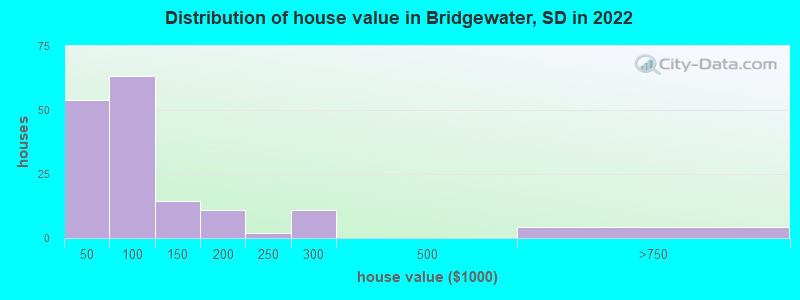 Distribution of house value in Bridgewater, SD in 2022