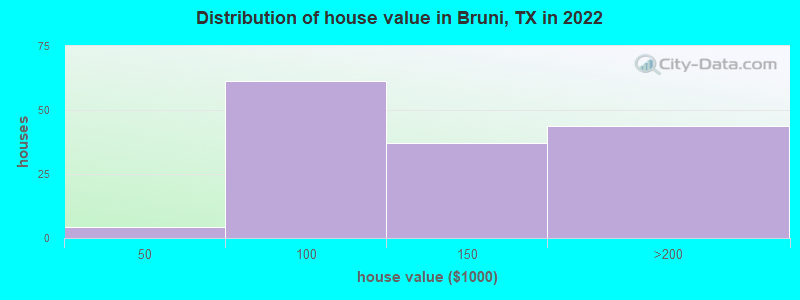 Distribution of house value in Bruni, TX in 2022