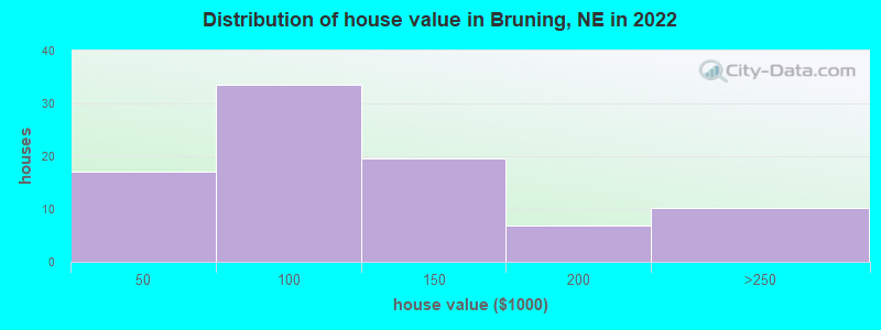 Distribution of house value in Bruning, NE in 2022