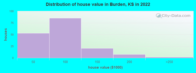 Distribution of house value in Burden, KS in 2022