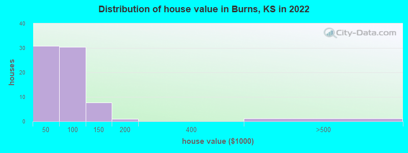 Distribution of house value in Burns, KS in 2022