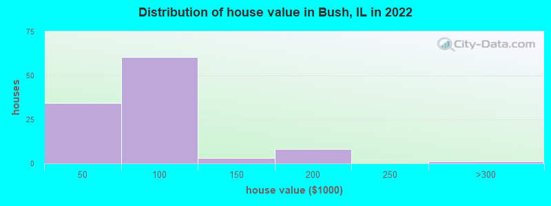 Distribution of house value in Bush, IL in 2022