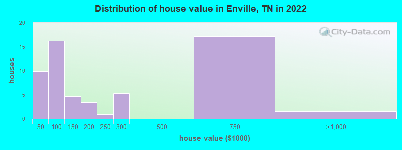Distribution of house value in Enville, TN in 2022