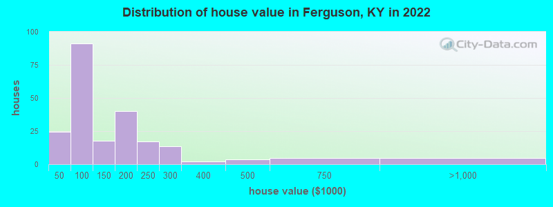 Distribution of house value in Ferguson, KY in 2022