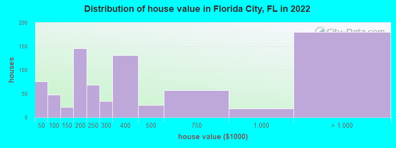 Distribution of house value in Florida City, FL in 2022