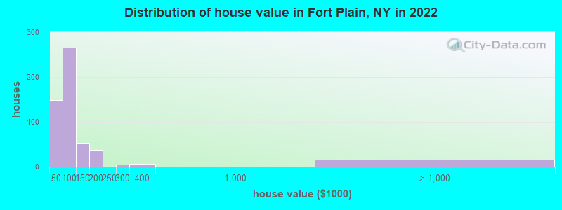 Distribution of house value in Fort Plain, NY in 2022