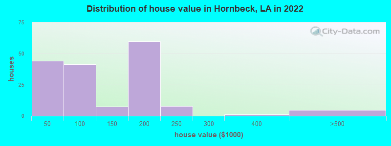 Distribution of house value in Hornbeck, LA in 2022