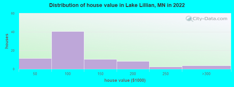 Distribution of house value in Lake Lillian, MN in 2022