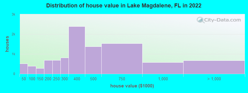 Distribution of house value in Lake Magdalene, FL in 2021