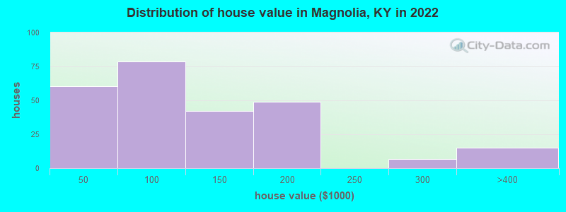 Distribution of house value in Magnolia, KY in 2022