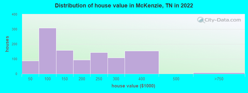 Distribution of house value in McKenzie, TN in 2022