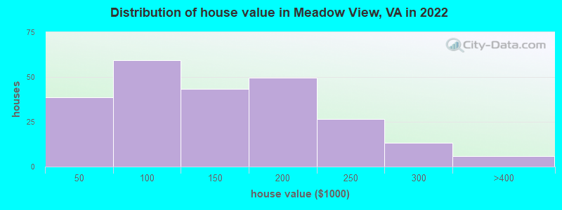 Distribution of house value in Meadow View, VA in 2022