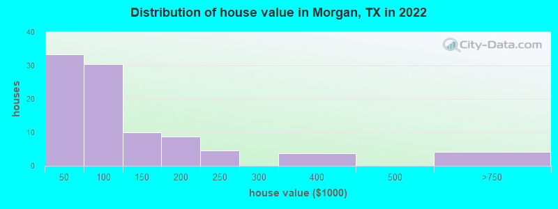 Distribution of house value in Morgan, TX in 2022