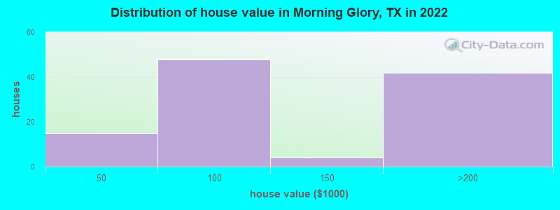 Distribution of house value in Morning Glory, TX in 2022