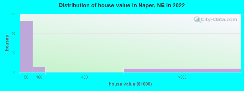 Distribution of house value in Naper, NE in 2022