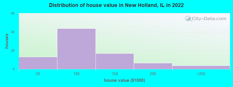 Distribution of house value in New Holland, IL in 2022