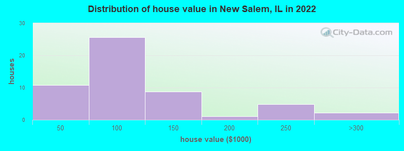 Distribution of house value in New Salem, IL in 2022
