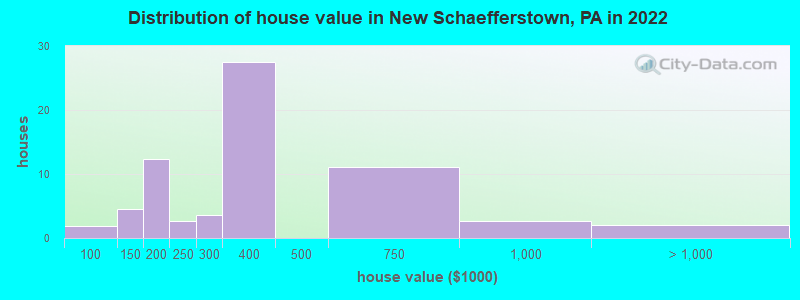 Distribution of house value in New Schaefferstown, PA in 2022