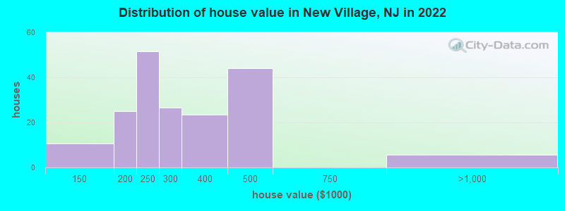 Distribution of house value in New Village, NJ in 2022