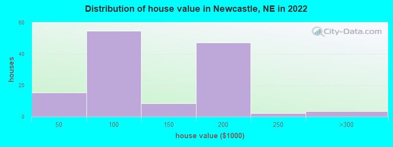 Distribution of house value in Newcastle, NE in 2022