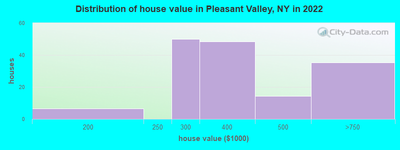 Distribution of house value in Pleasant Valley, NY in 2022