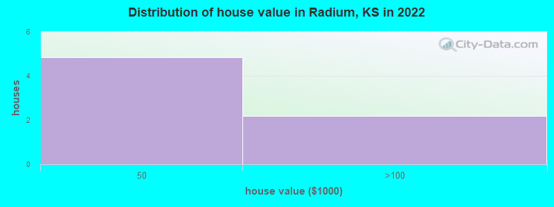Distribution of house value in Radium, KS in 2022
