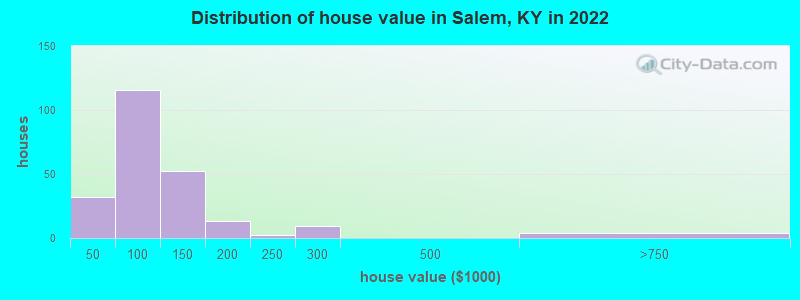 Distribution of house value in Salem, KY in 2022