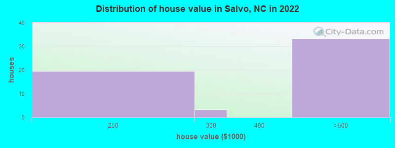 Distribution of house value in Salvo, NC in 2022