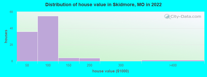 Distribution of house value in Skidmore, MO in 2022