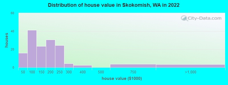 Distribution of house value in Skokomish, WA in 2022