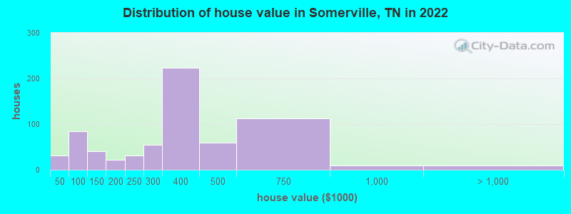 Distribution of house value in Somerville, TN in 2022