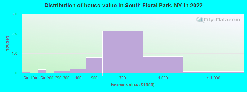 Distribution of house value in South Floral Park, NY in 2022