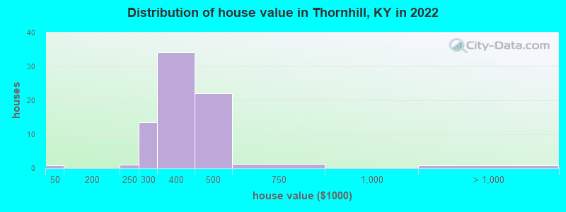 Distribution of house value in Thornhill, KY in 2022