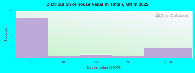 Distribution of house value in Tintah, MN in 2022