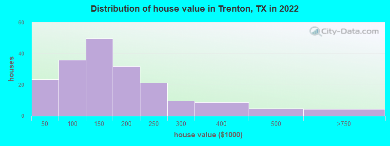 Distribution of house value in Trenton, TX in 2021
