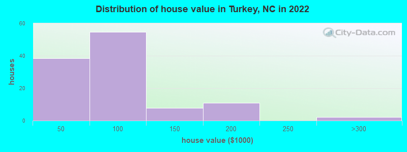 Distribution of house value in Turkey, NC in 2022