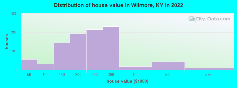Distribution of house value in Wilmore, KY in 2022