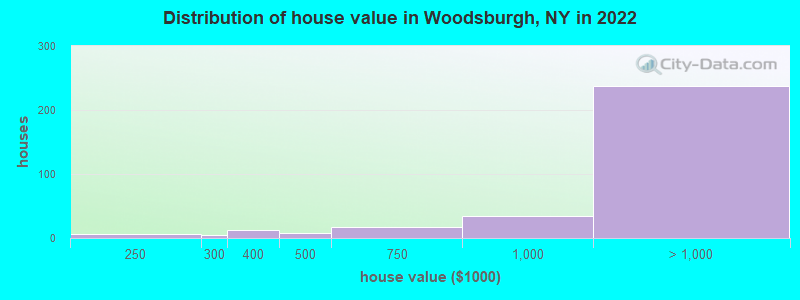 Distribution of house value in Woodsburgh, NY in 2022
