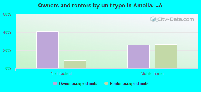 Owners and renters by unit type in Amelia, LA