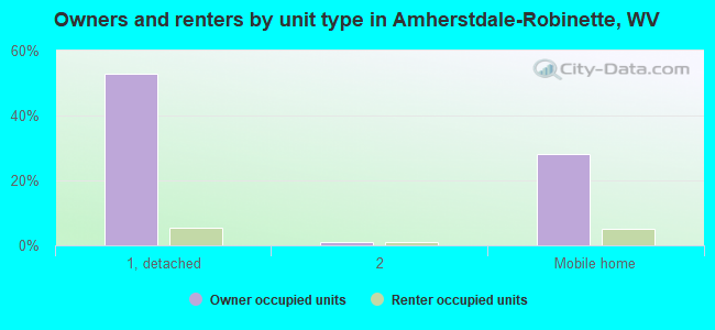 Owners and renters by unit type in Amherstdale-Robinette, WV