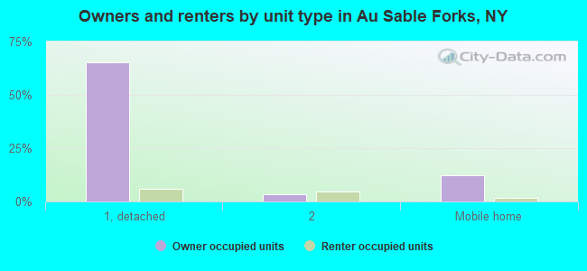 Owners and renters by unit type in Au Sable Forks, NY