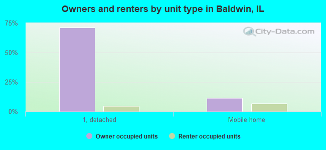 Owners and renters by unit type in Baldwin, IL