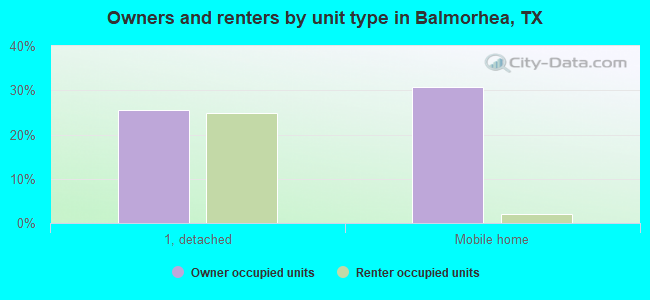 Owners and renters by unit type in Balmorhea, TX